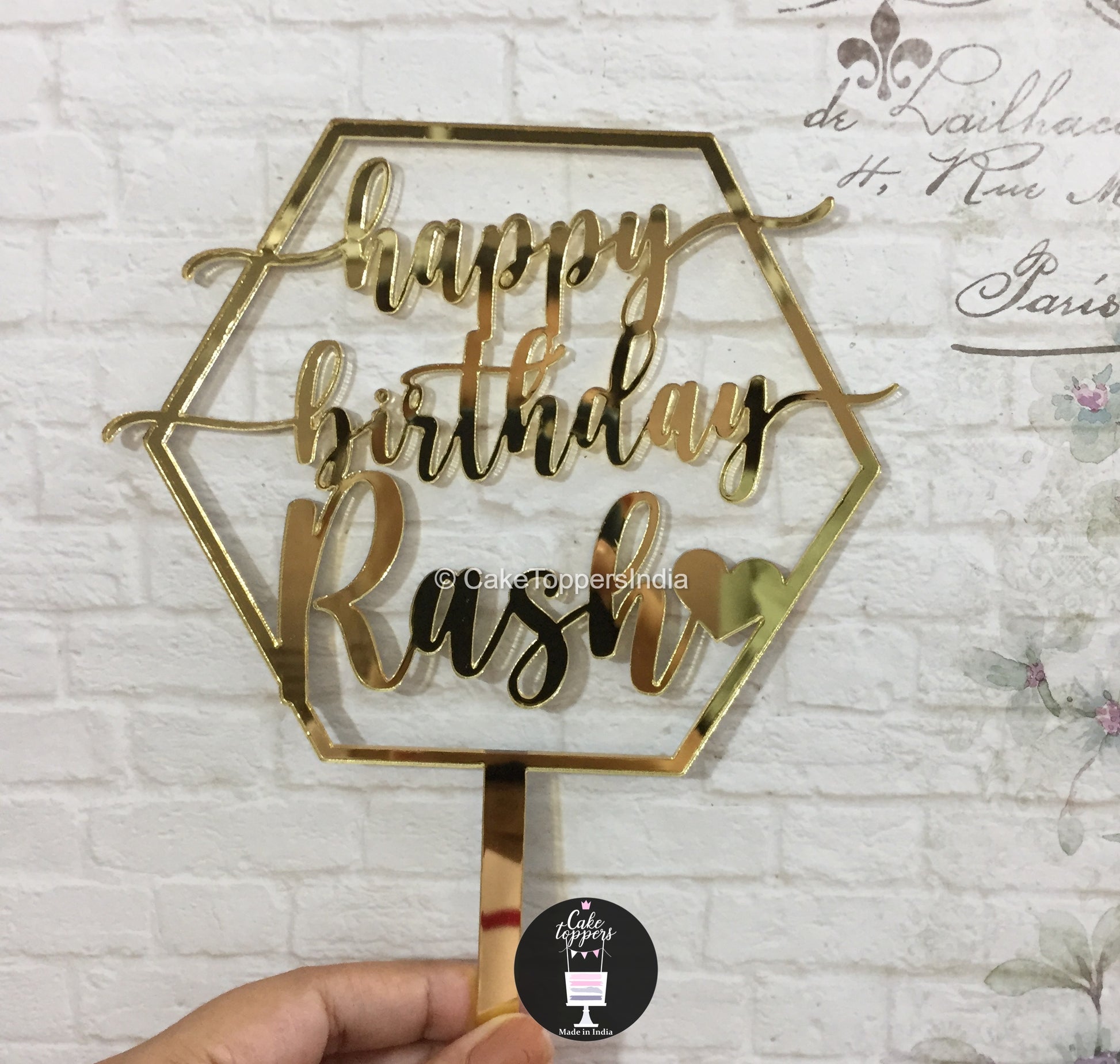 Personalized / Customized Happy Birthday Cake Topper with Name