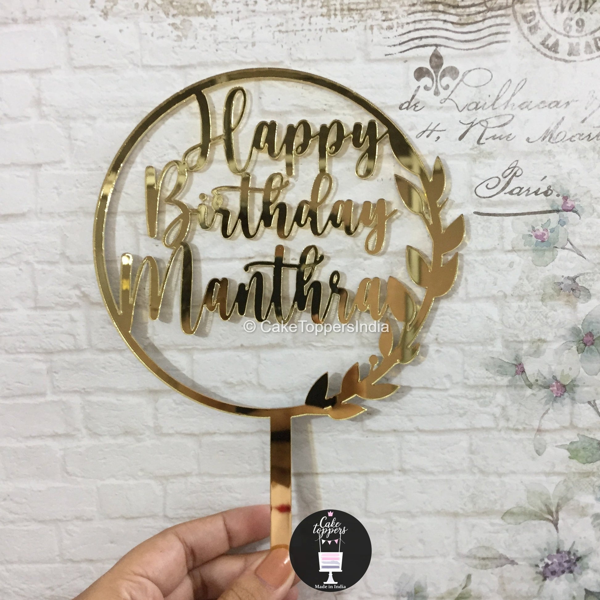 Personalized / Customized Happy Birthday Cake Topper with Name PHBDCT0 ...