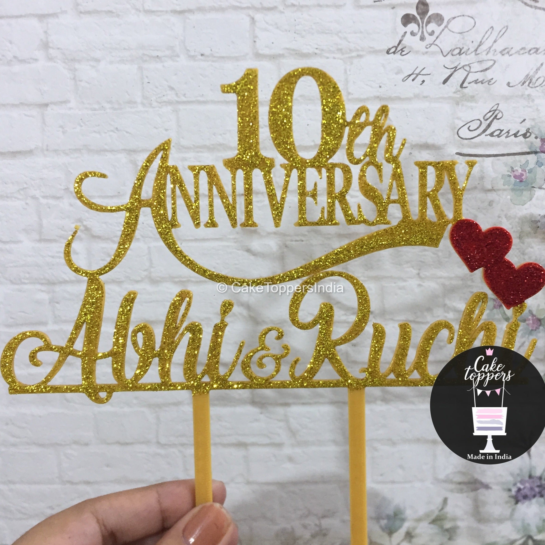 ZYOZI Rose Gold Glitter 10th Anniversary Cake Topper Celebration Party -  Pack of 5 (10TH ANNIVERSARY) Cake Topper Price in India - Buy ZYOZI Rose  Gold Glitter 10th Anniversary Cake Topper Celebration