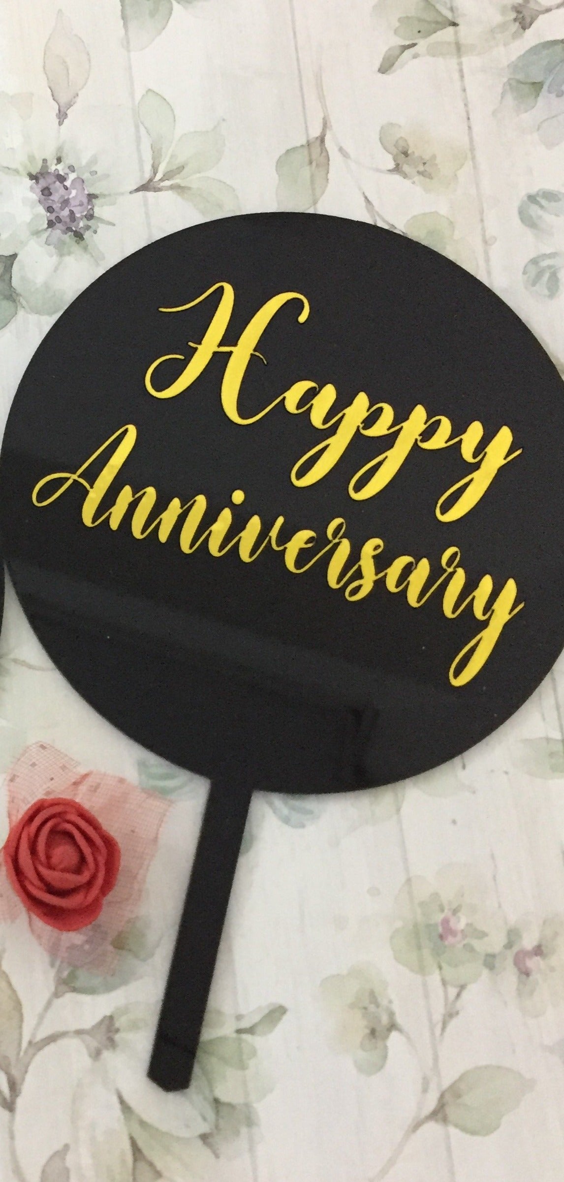 Products Beautiful Round Happy Anniversary Cake Topper