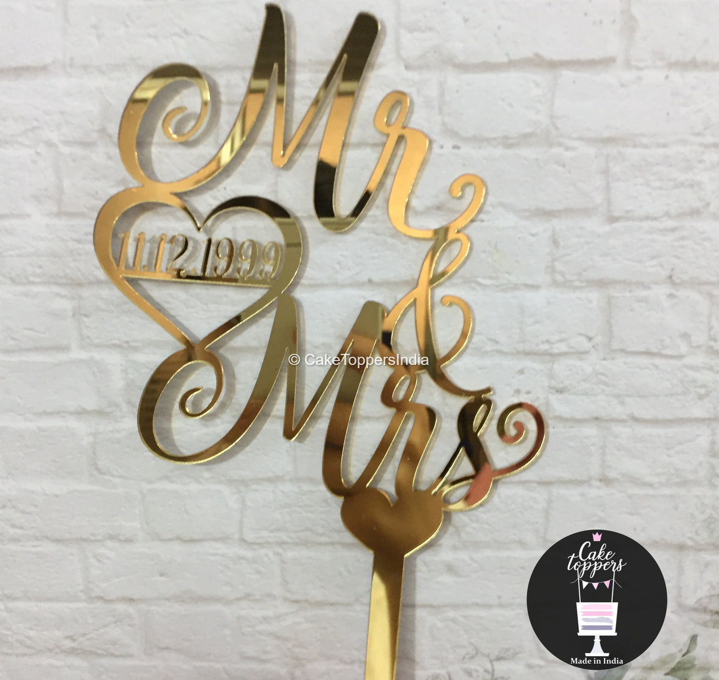 Personalised / Customised Wedding Cake topper with Date