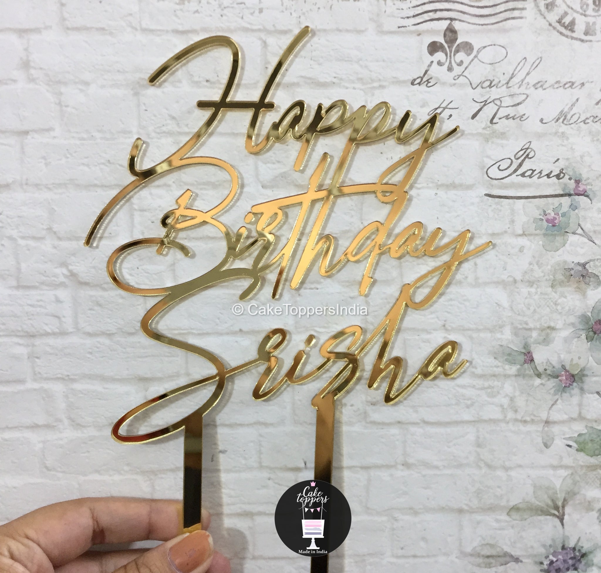 Personalized / Customized Happy Birthday Cake Topper with Name PHBDCT0 ...