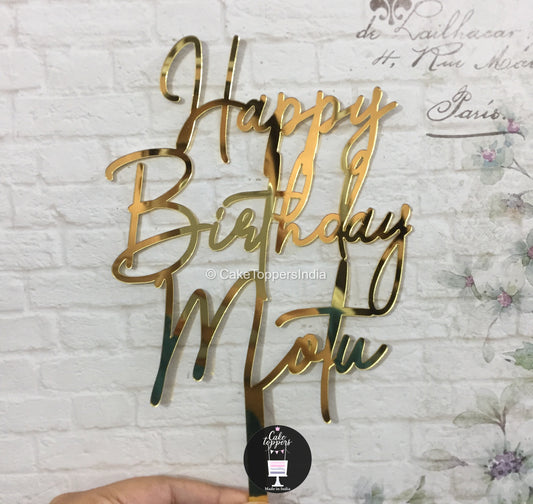Golden Acrylic Happy Birthday Tag, For Cake Topper at Rs 25/piece in Pune