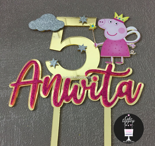 Personalized / Customized Peppa Pig Cake Topper with Name PKCT007