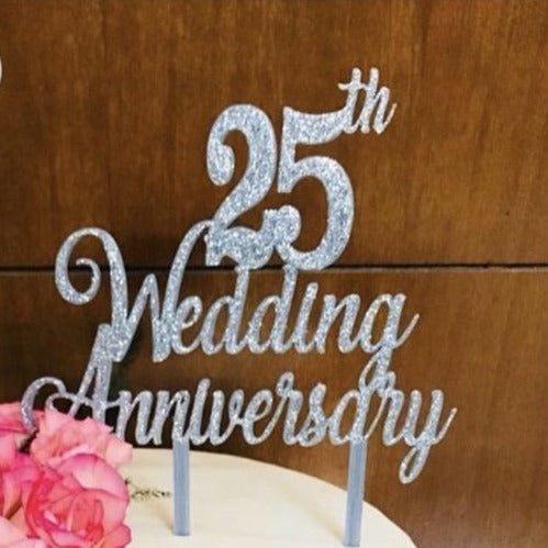 25th Wedding Anniversary Cake Topper 