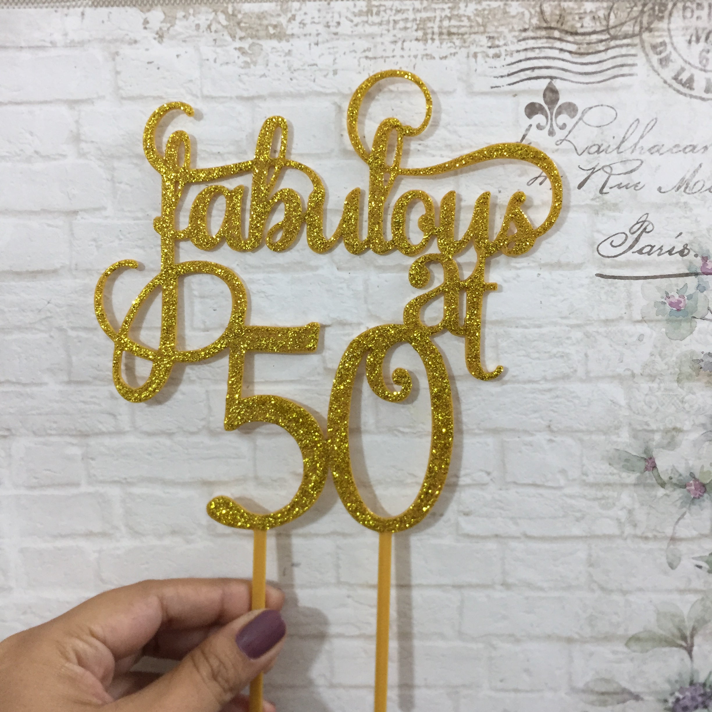 Buy Gold Glitter Happy 50th Birthday Cake Topper Online