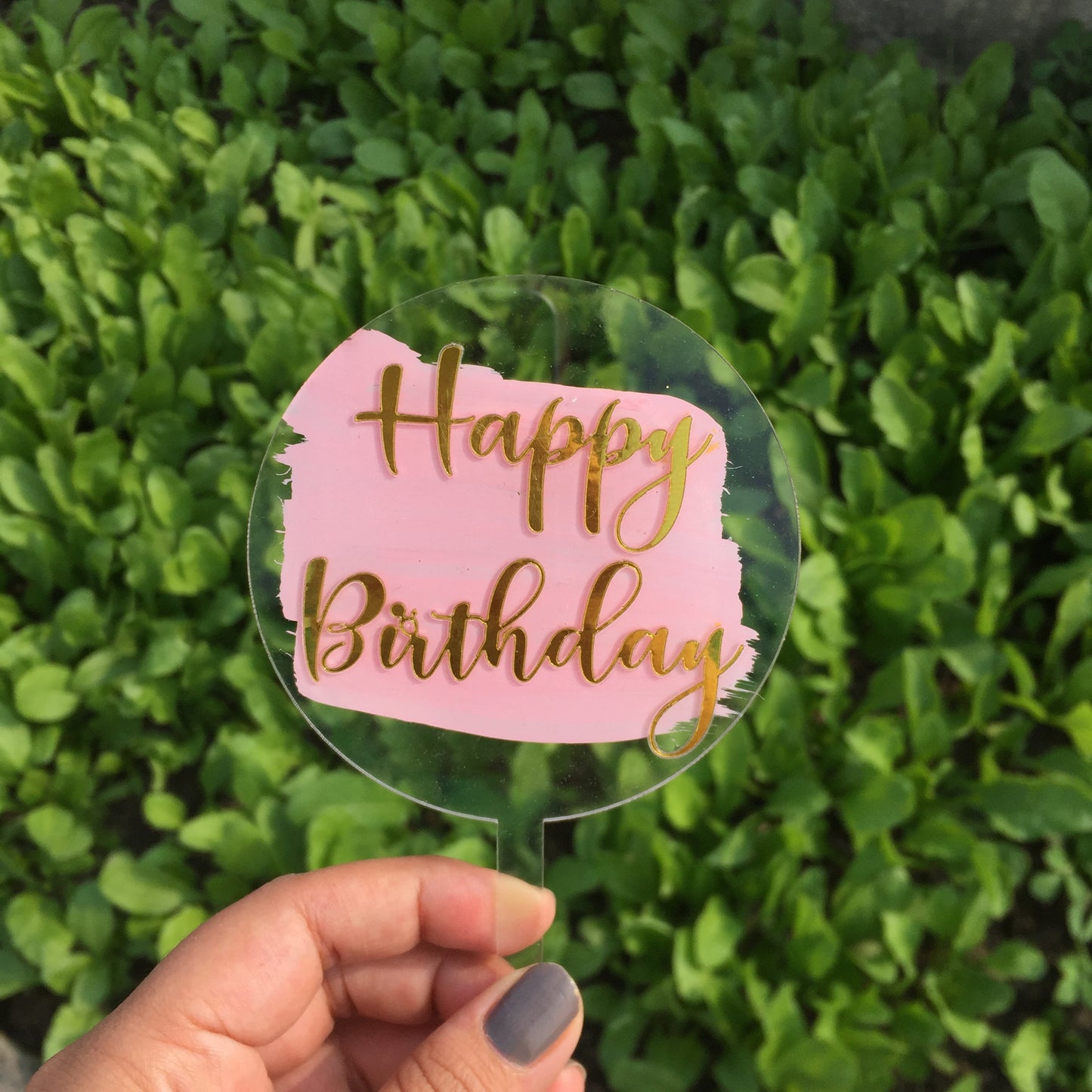 Back Painted Round Happy Birthday Cake Topper - HBDRCT005 - Set of 5