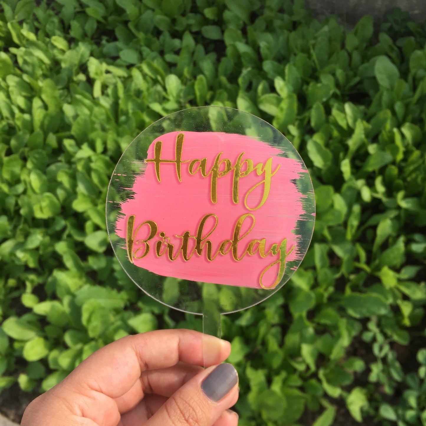 Back Painted Round Happy Birthday Cake Topper - HBDRCT005 - Set of 5