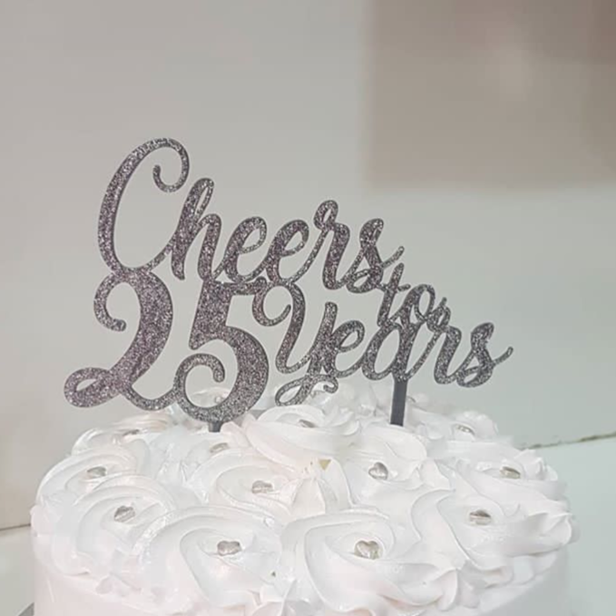 Cheers to 25 Years Cake Topper