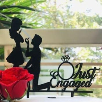 Golden Just Engaged Cake Topper at Rs 16/piece in Mumbai | ID: 25433304430