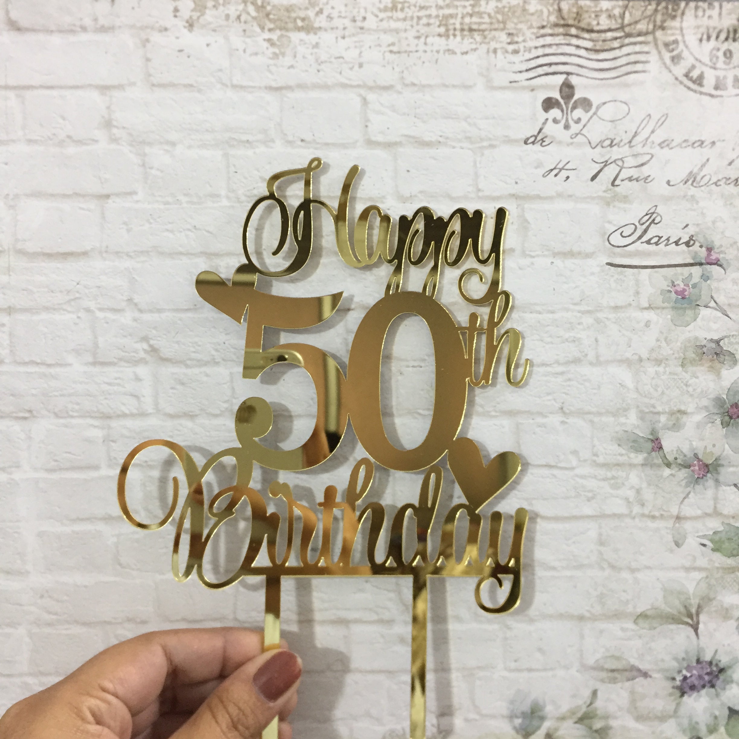 Happy 50th Birthday Pretty Cake Topper Glitter Card – LissieLou