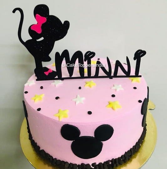 Personalized / Customized Minnie Theme Cake Topper with Name