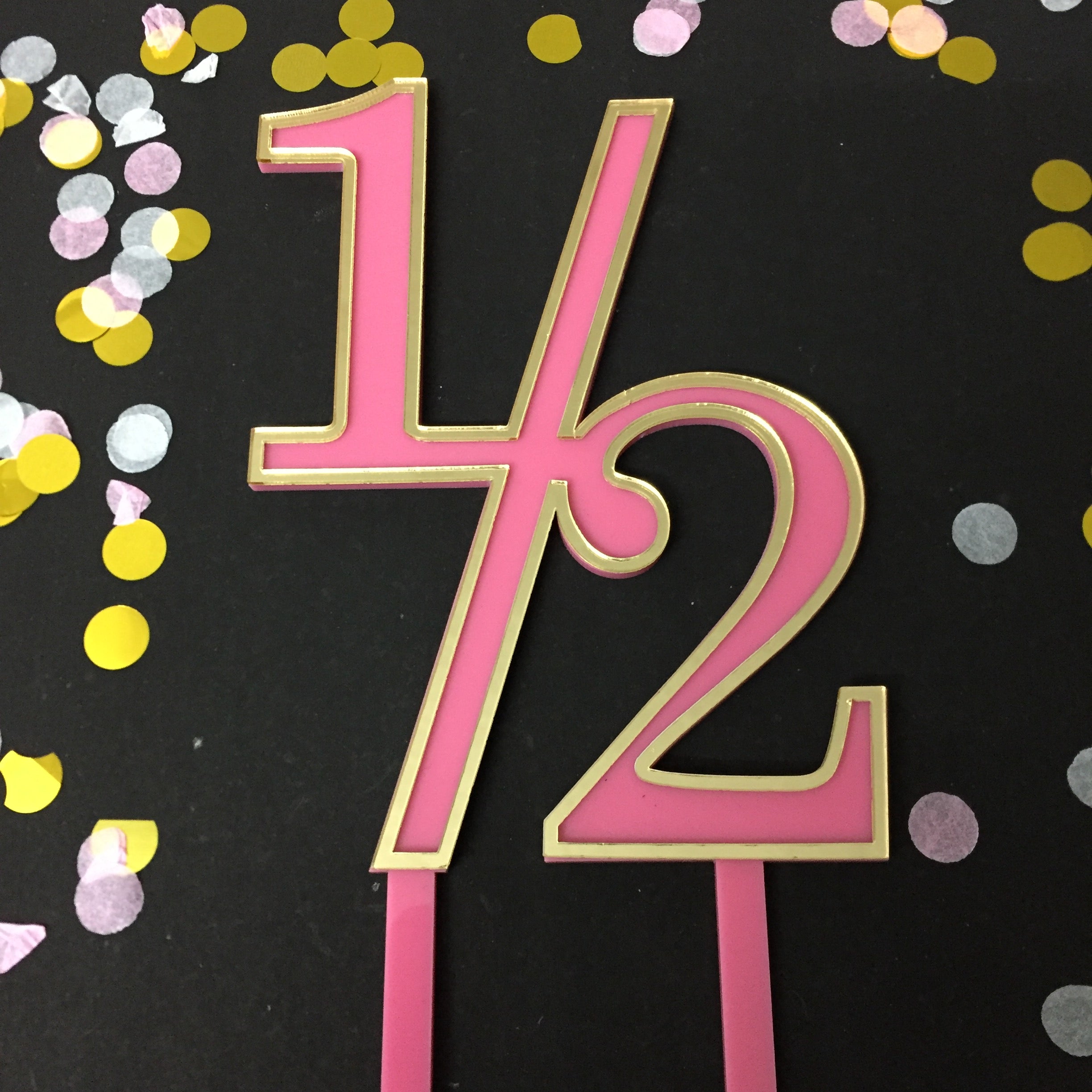 Half “1/2” Birthday Glitter Cardstock Cake Topper – House of Cakes