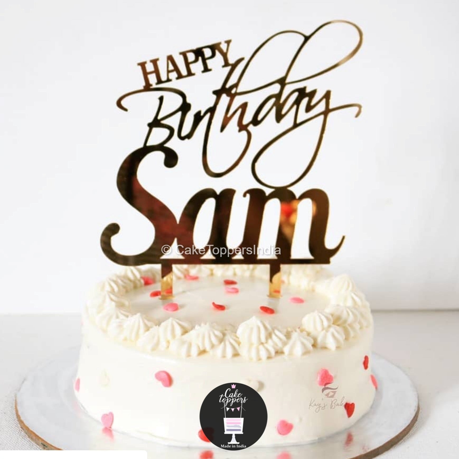 Happy Birthday Custom Name (Design 5) - Cake Topper