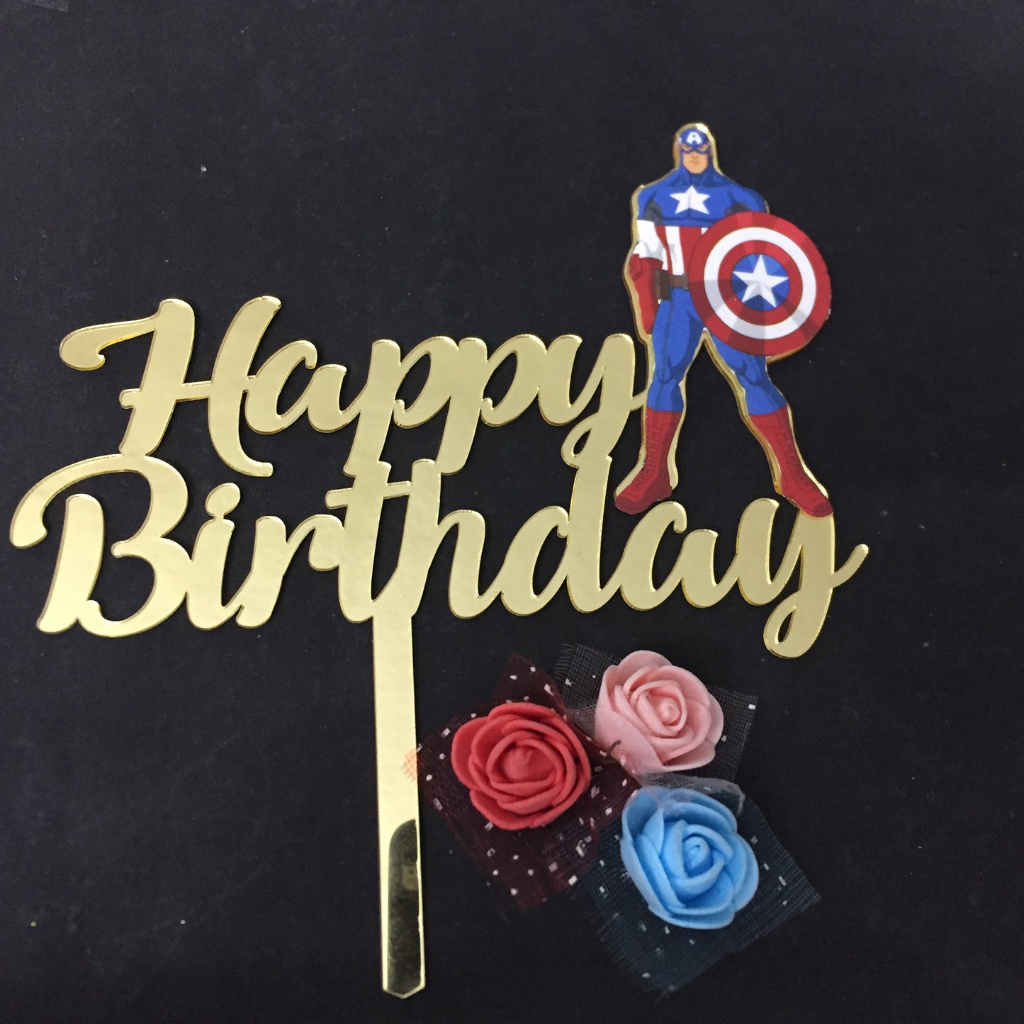 Captain America Happy Birthday Cake Topper - HBDTCT005