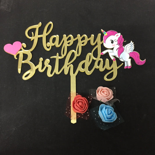 Unicorn Happy Birthday Cake Topper - HBDTCT001