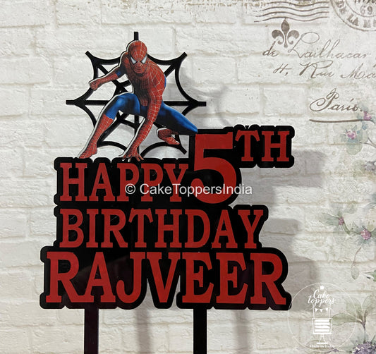 Personalized / Customized Spiderman Theme Cake Topper with Name PKCT036