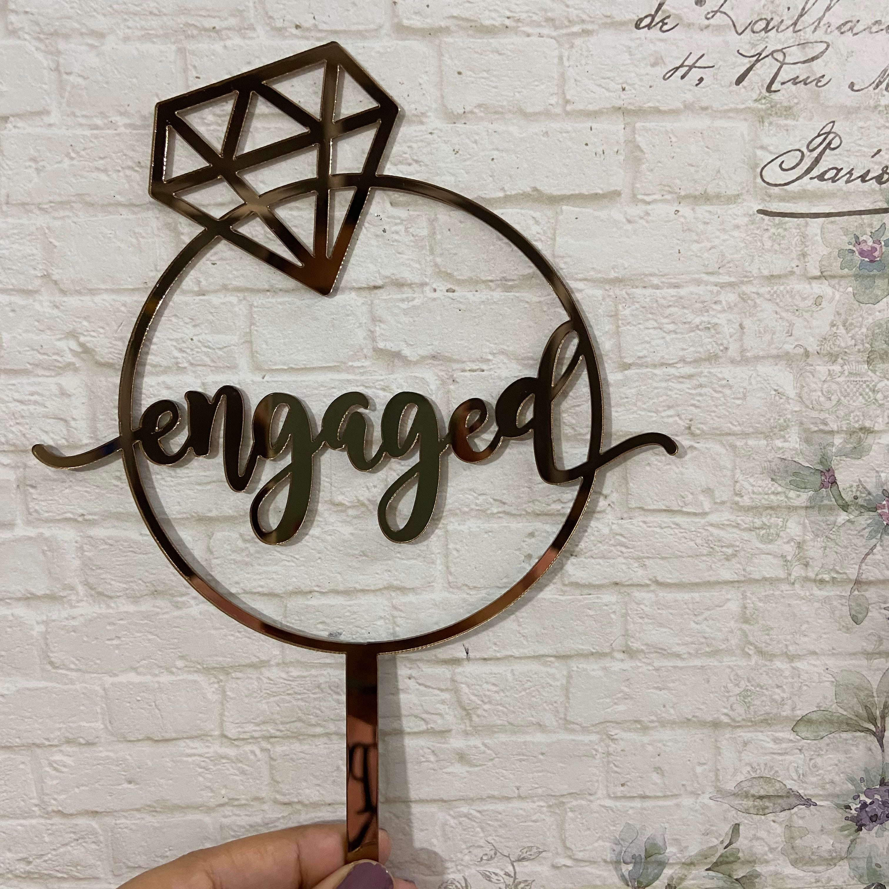Finally Got Engaged Couple Cake Topper Wedding Cake Topper Color Option  Available 6