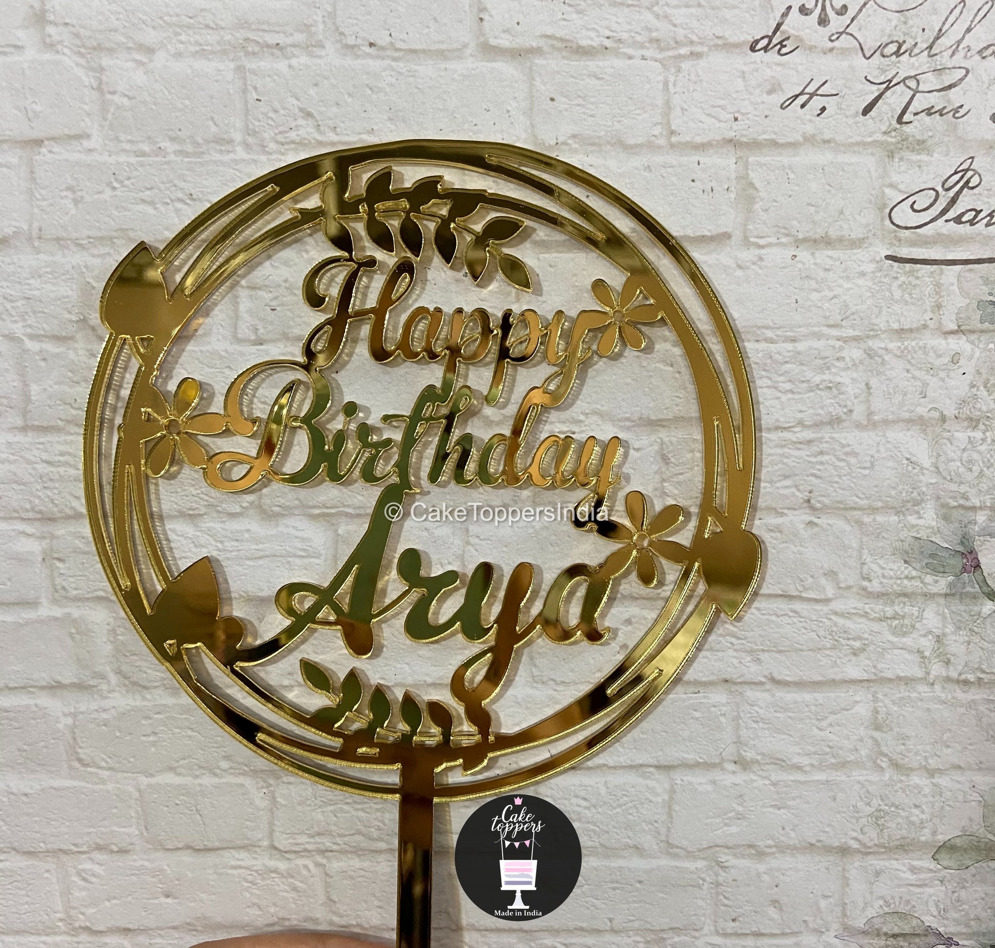 Personalized / Customized Happy Birthday Cake Topper with Name