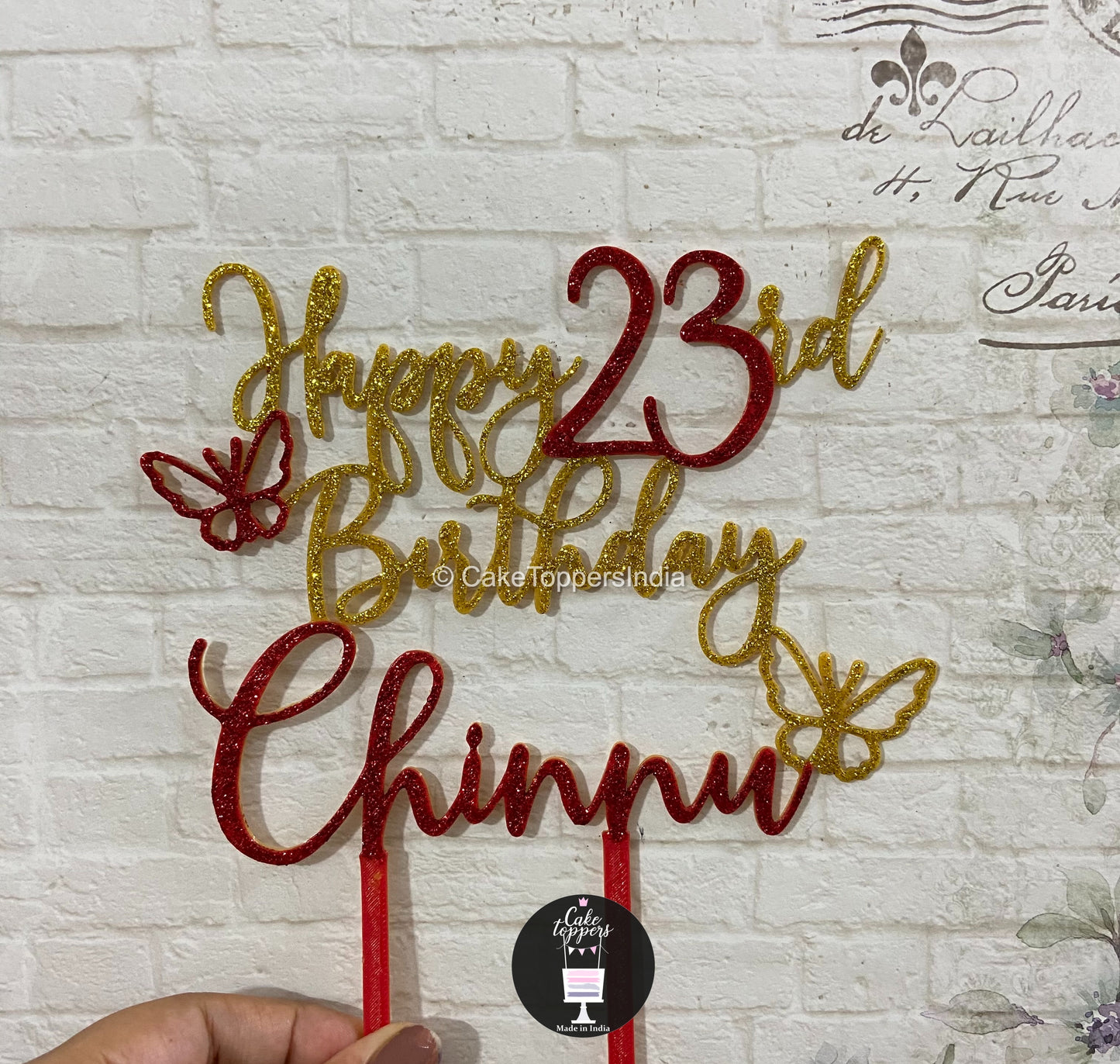 Personalized / Customized Happy Birthday Cake Topper with Name and AgePHBDCT026