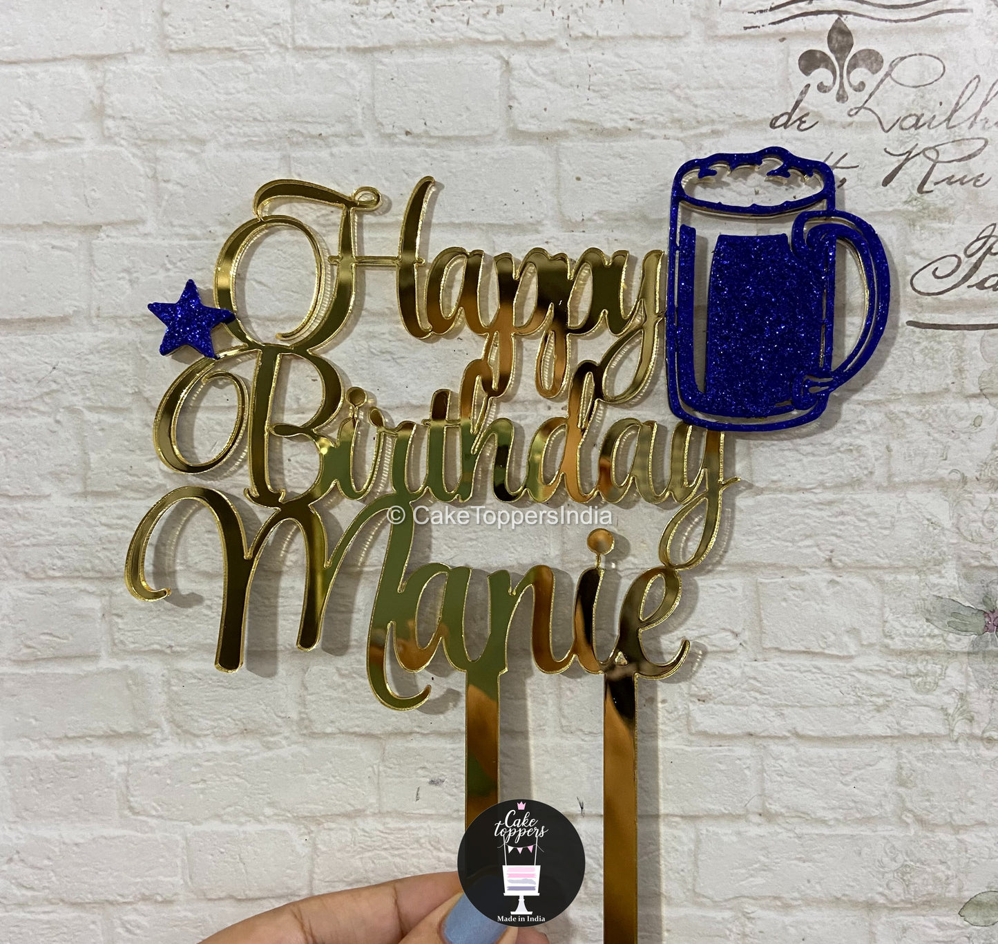 Personalized / Customized Happy Birthday Cake Topper with Name