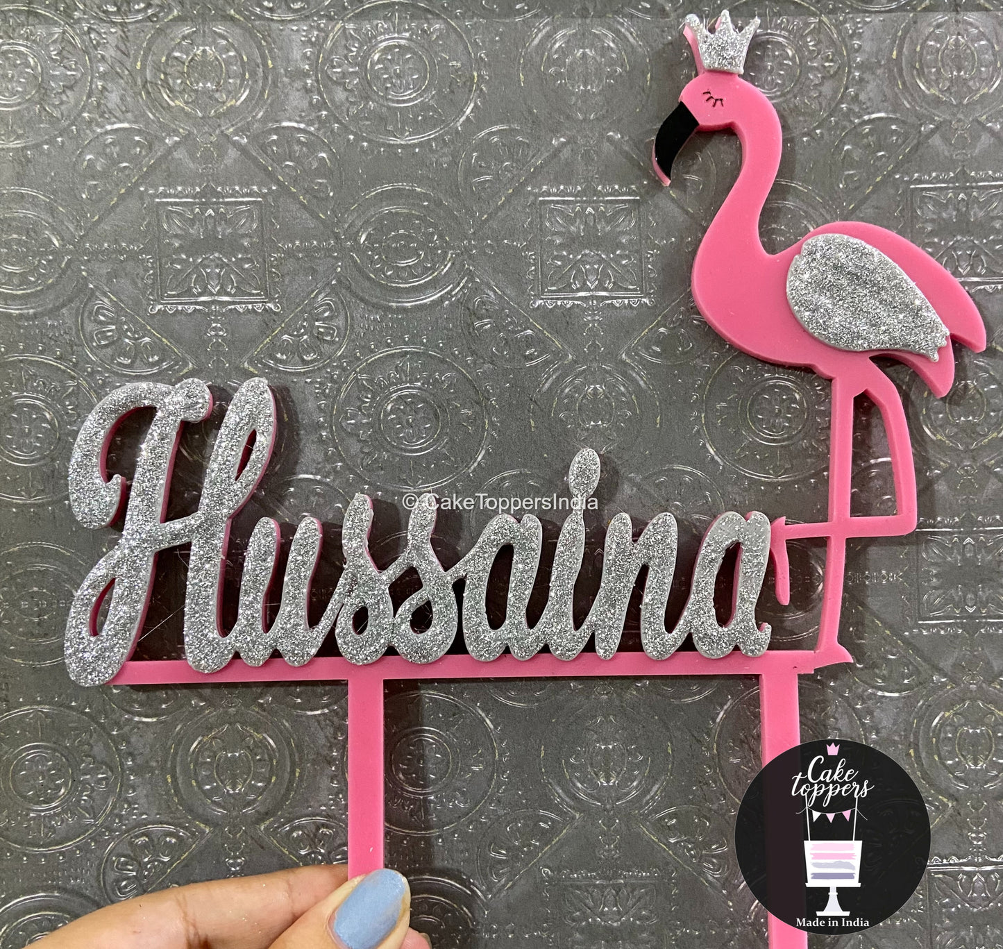 Personalized / Customized Flamingo Cake Topper with Name PKCT025