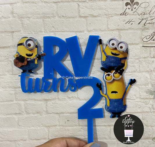 Personalized / Customized Minions Cake Topper with Name