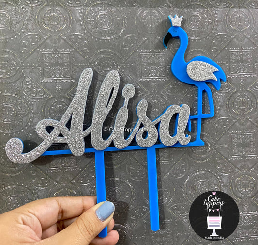 Personalized / Customized Flamingo Cake Topper with Name PKCT025
