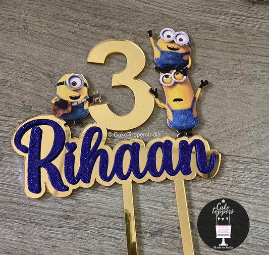 Personalized / Customized Minions Cake Topper with Name 