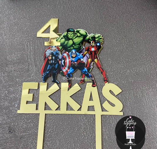 Personalized / Customized Avengers Cake Topper with Name