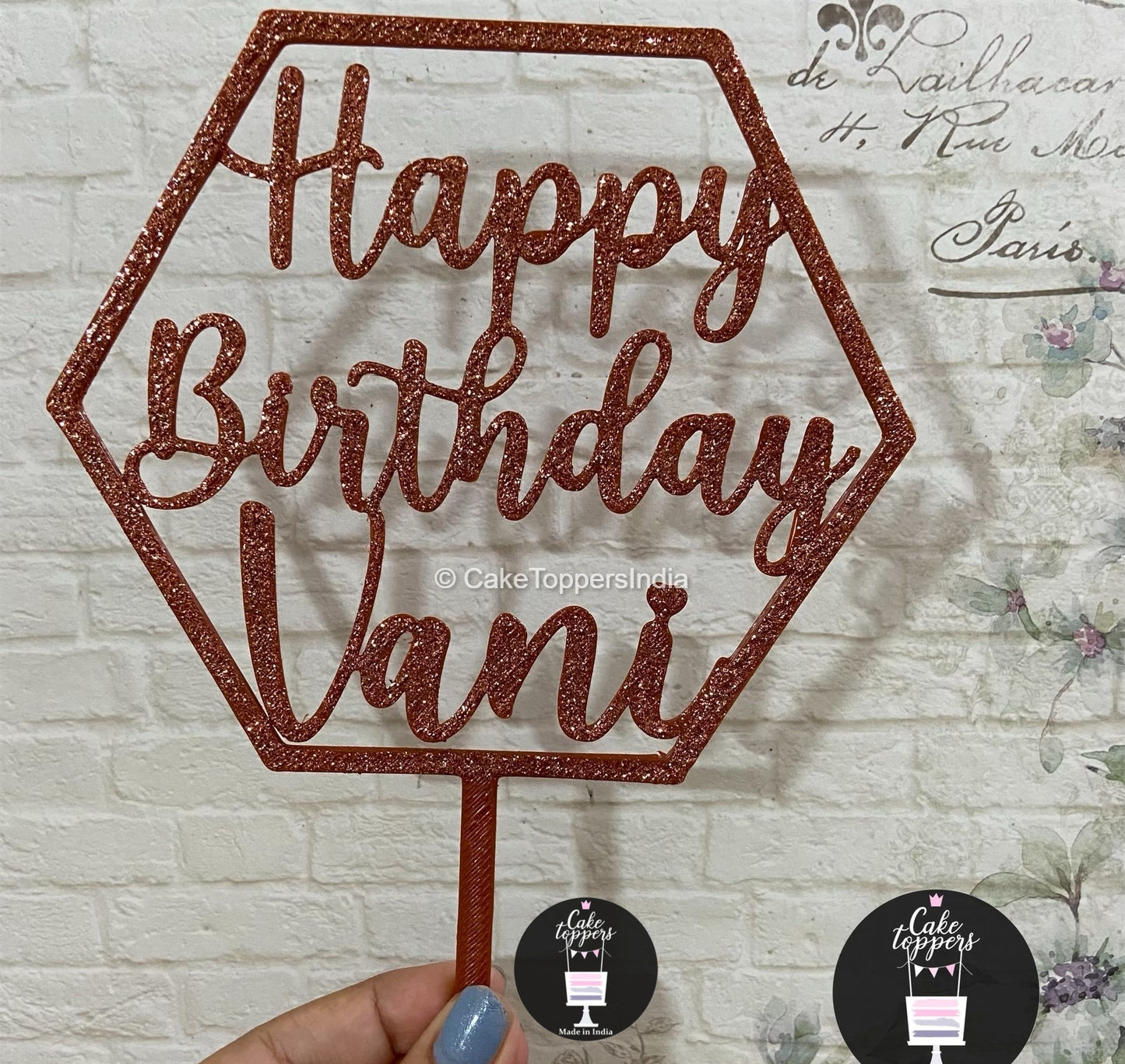 Personalized / Customized Happy Birthday Cake Topper with Name