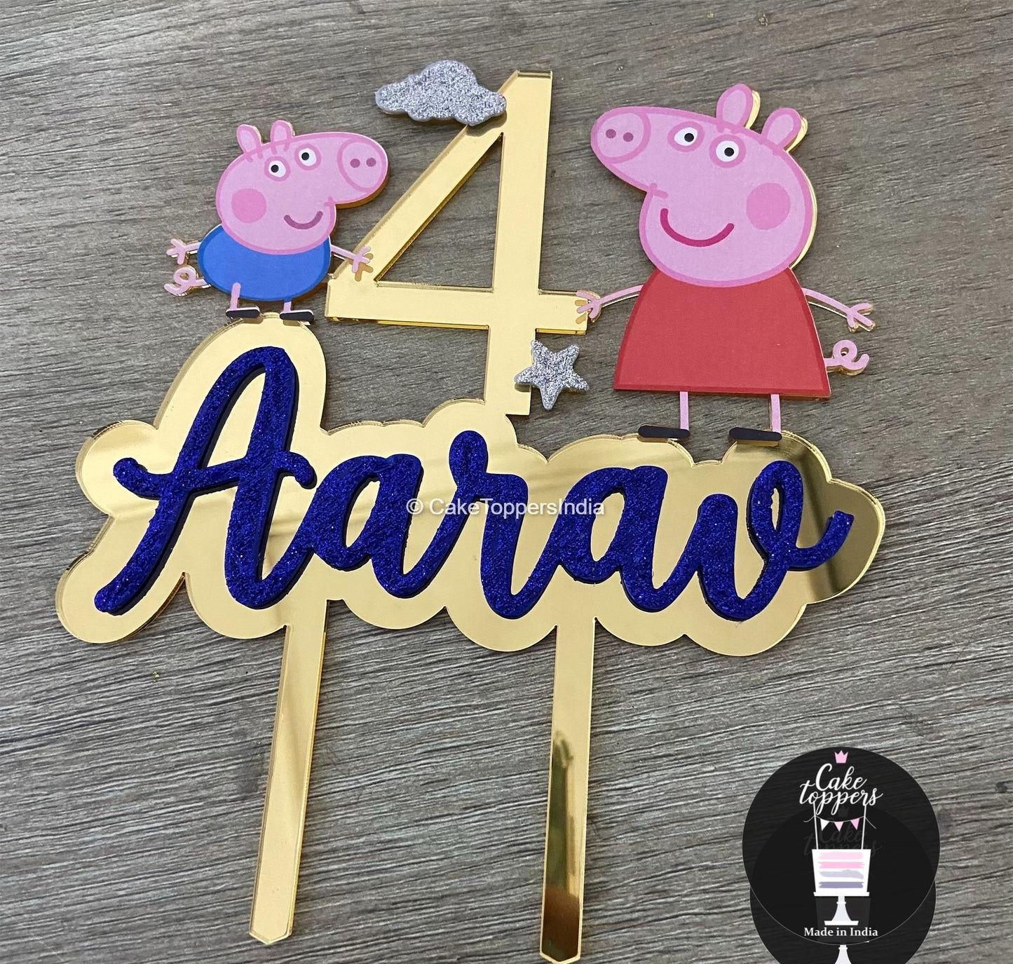 Personalized / Customized Peppa Pig and George Cake Topper with Name