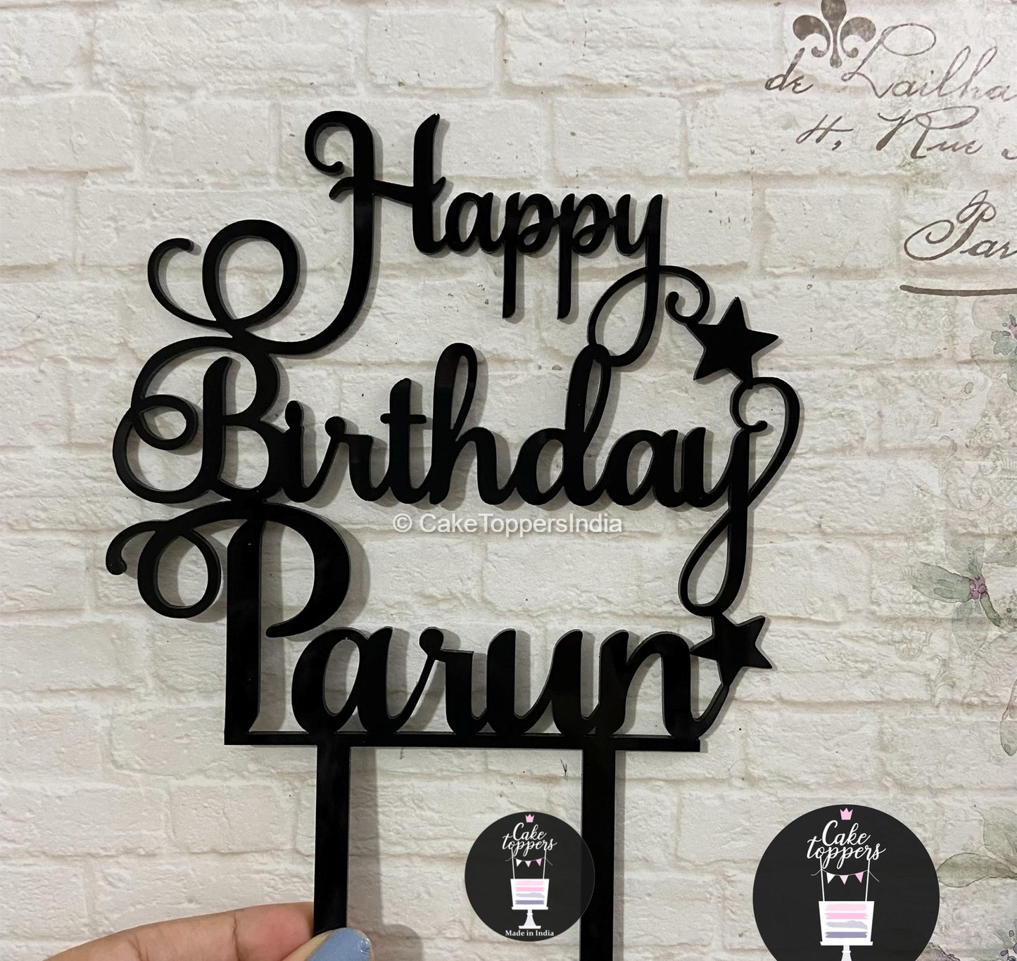 Personalized / Customized Happy Birthday Cake Topper with Name