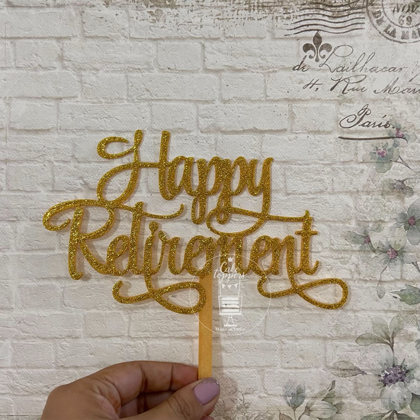 HAPPY RETIREMENT CUSTOM GLITTER CAKE TOPPER, RETIREMENT GLITTER CAKE  DECORATION | eBay