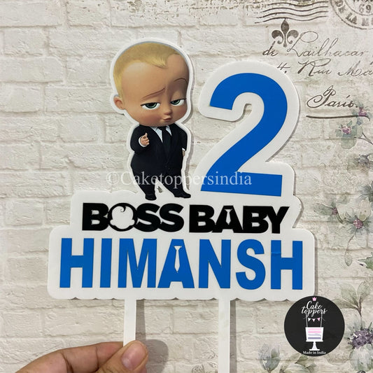Personalized / Customized Boss Baby Theme Cake Topper with Name