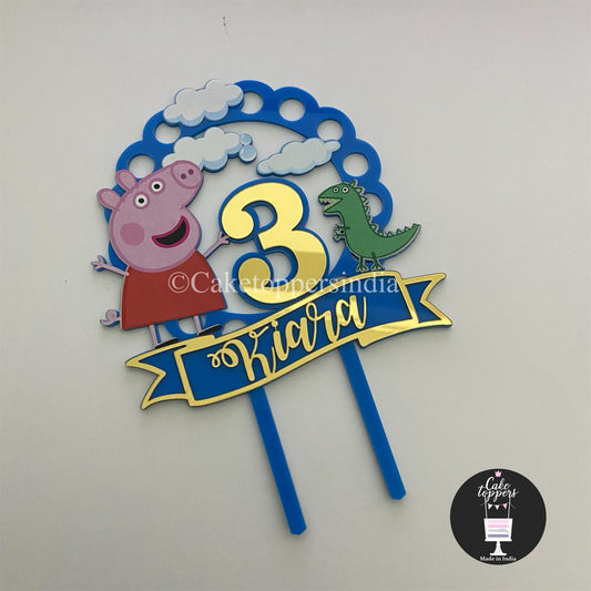 Personalized / Customized Peppa Pig Theme Cake Topper with Name