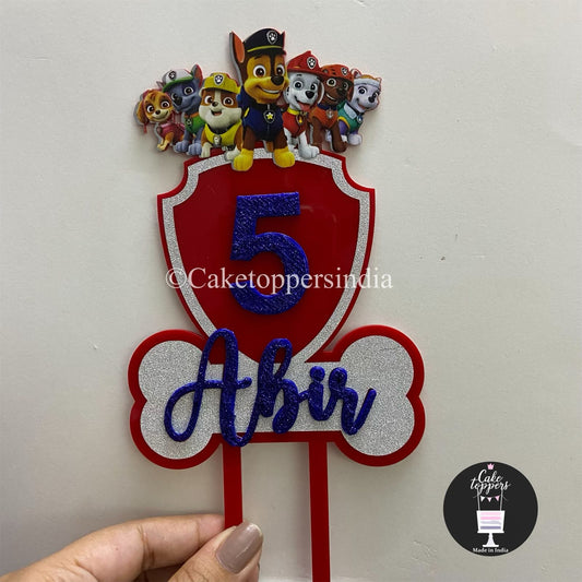 Personalized / Customized Paw Patrol Theme Cake Topper with Name
