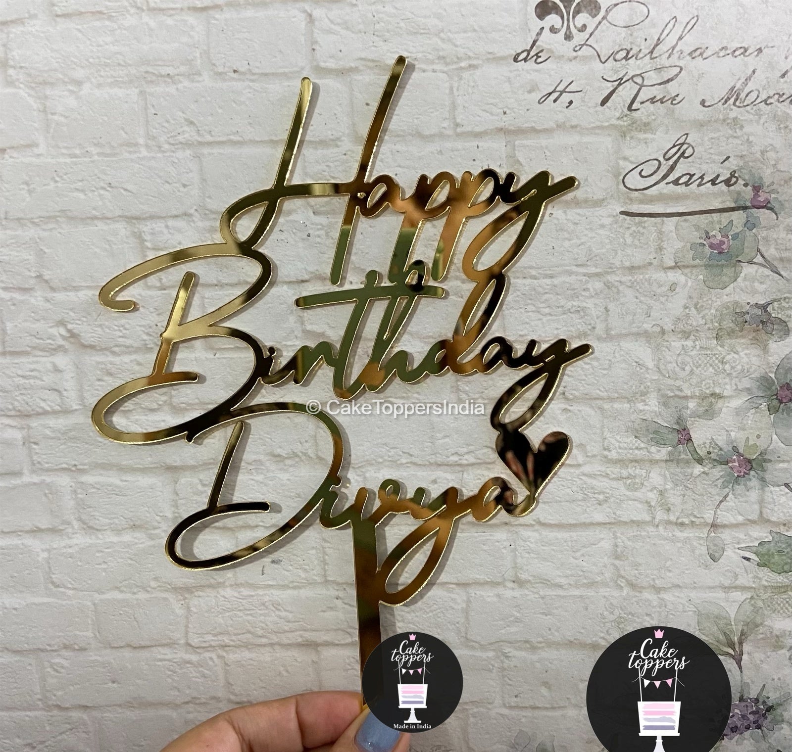 Personalized / Customized Happy Birthday Cake Topper with Name