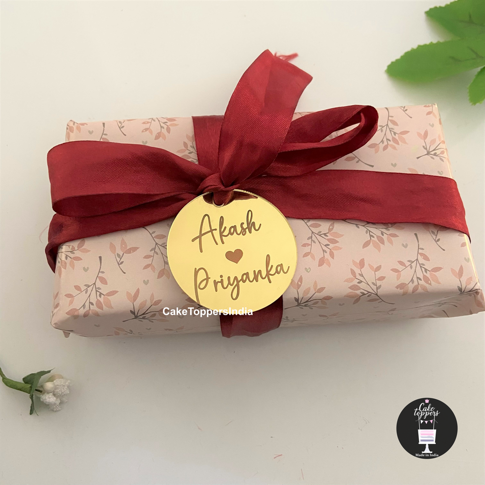 Personalised Gift Tags with Names for Wedding Favours, Hampers Cake